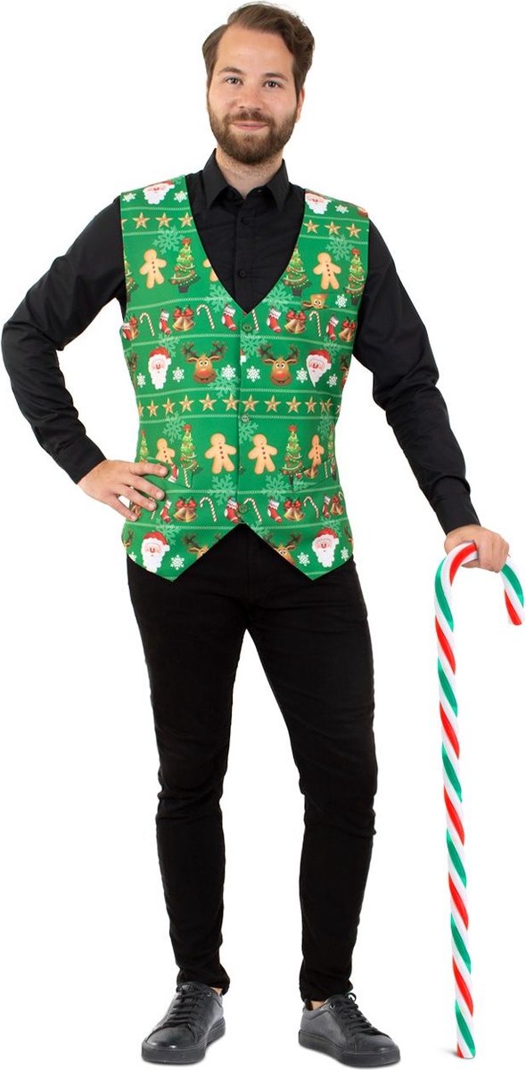 Kerst & Oud & Nieuw Kostuum | Kerst Best Vest Groen Man | XL | Kerst | Verkleedkleding